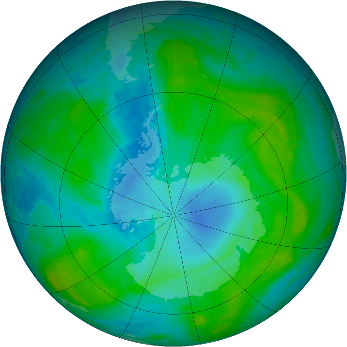 Antarctic ozone map for 07 February 1989